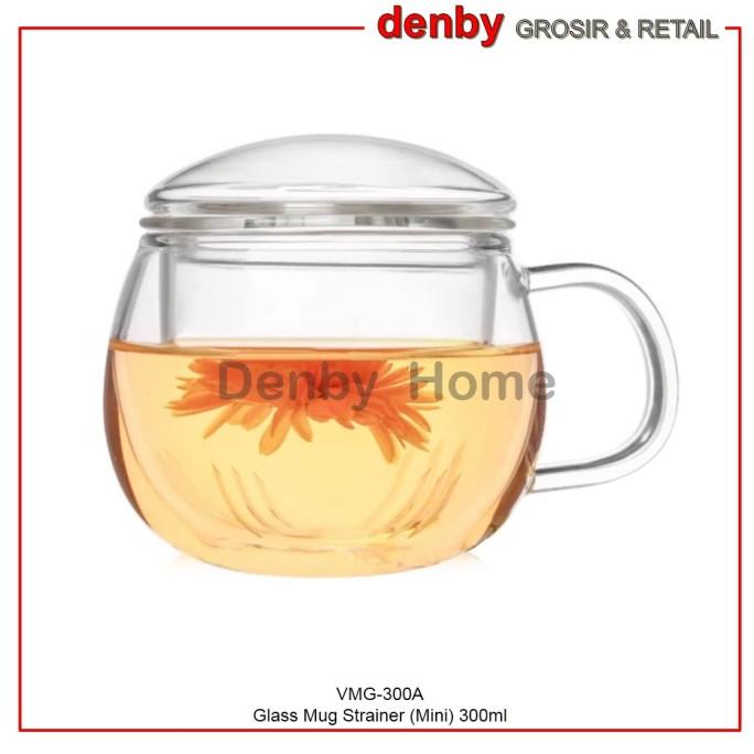 Gelas Mug Teh Saringan Kaca Vmg