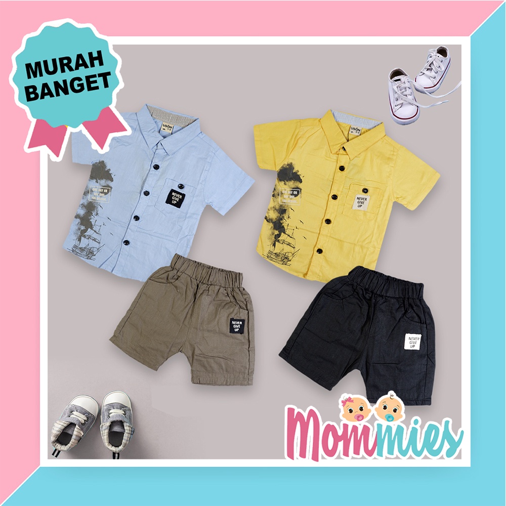 Stelan Kemeja Uson Anak Cowok Lengan Pendek 2S0410BC Baju Setelan Anak Laki-Laki