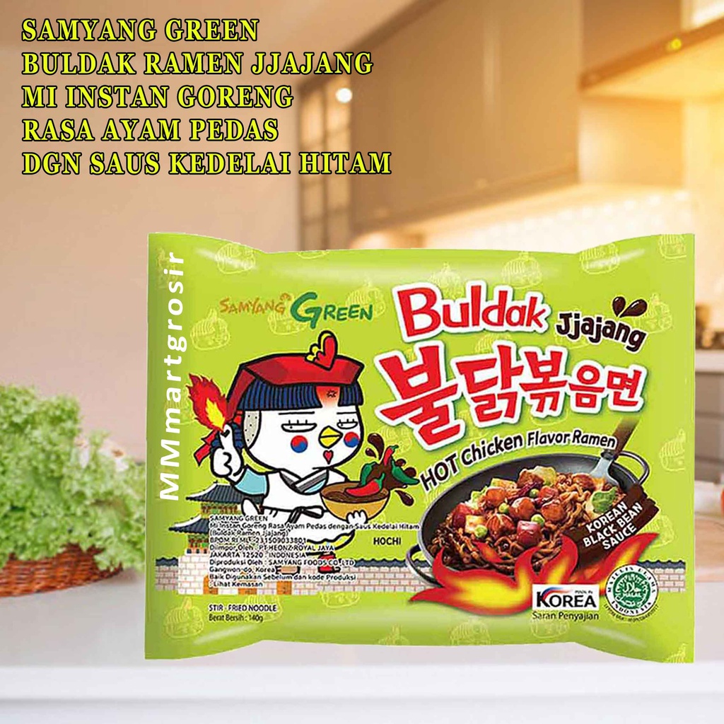 Samyang Green/ Buldak Ramen Jjajang/ Mi Instan/ Ayam Pedas/ 140g