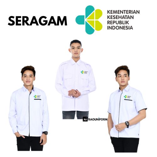 Kemeja Putih Resmi Kemenkes/Kemeja Putih Kementerian Kesehatan/Kemeja Putih Kemenkes/Baju Kemenkes Lengan Panjang/Baju Kemenkes Lengan Pendek