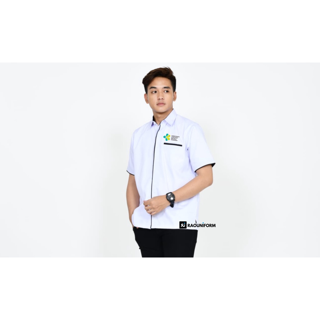 Kemeja Putih Resmi Kemenkes/Kemeja Putih Kementerian Kesehatan/Kemeja Putih Kemenkes/Baju Kemenkes Lengan Panjang/Baju Kemenkes Lengan Pendek