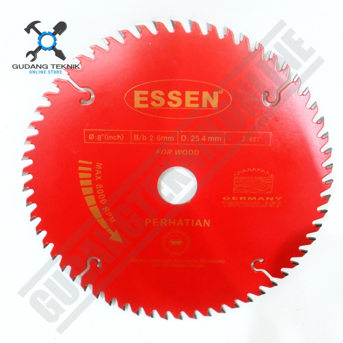 Mata Pisau KAYU Gergaji Circular Saw 8&quot; 24T 40T 60T ESSEN / Circular Saw Blade 8x24T 8x40T 8x60T Mata Gergaji Circle 8 Inch 24T 40T 60T ESSEN