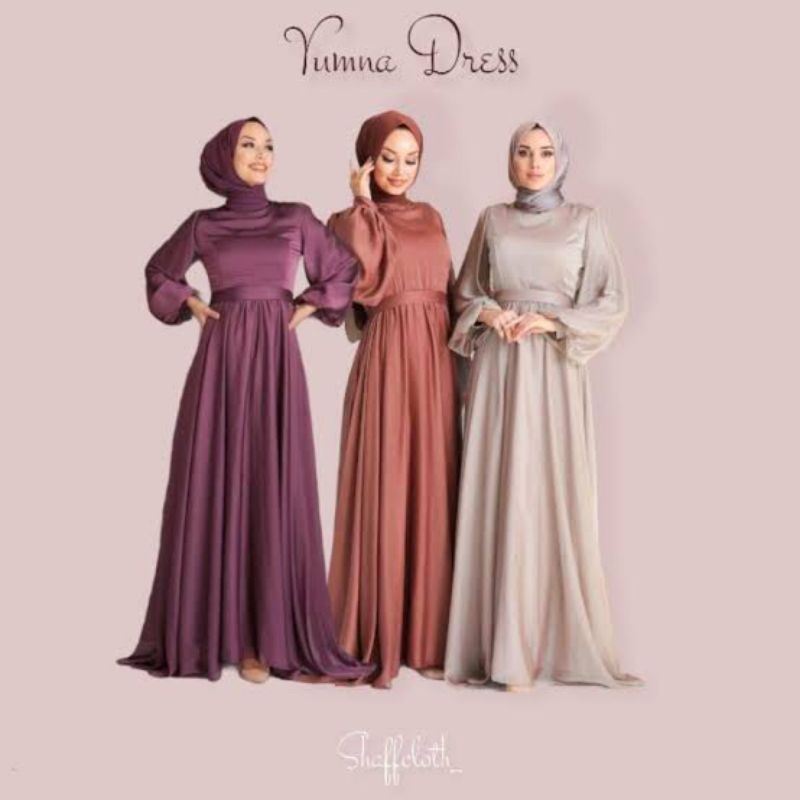 GAMIS SATIN SLIK/ GAUN PESTA MEWAH SATIN/ GAUN SATIN MEWAH/ GAUN SATIN SILK PREMIUM