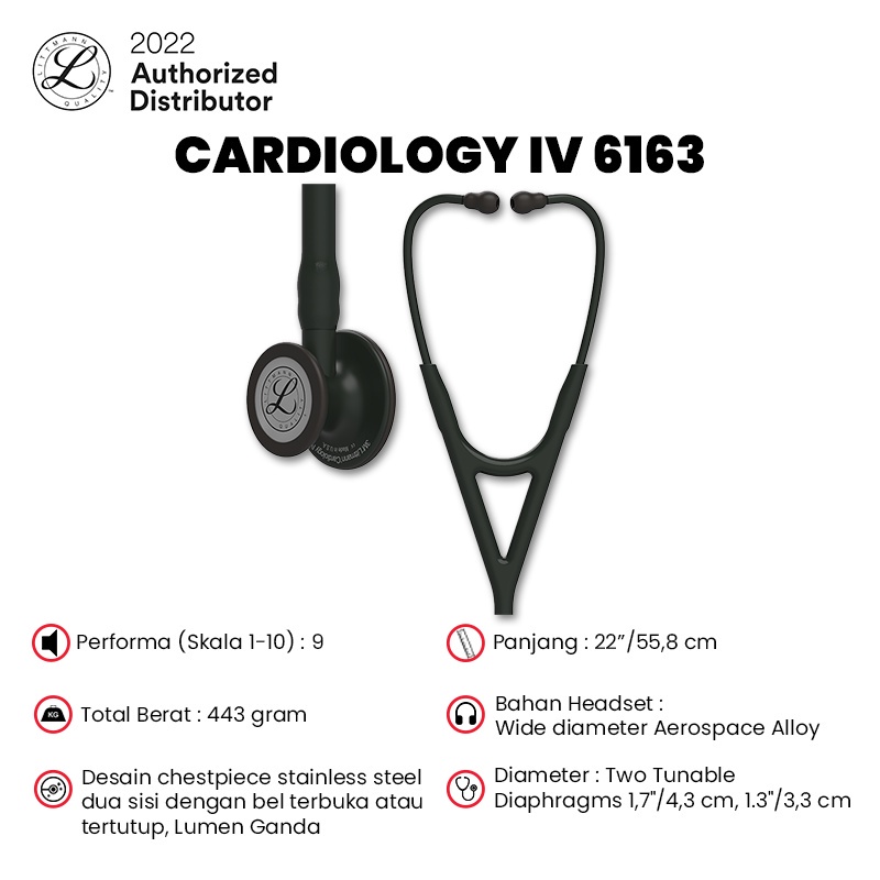 3M Littmann Cardiology IV Stethoscope / Stetoskop - BLACK EDITION - 6163