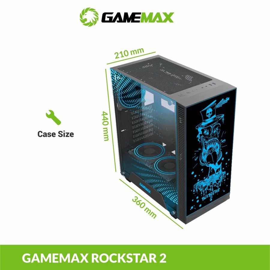 Casing Gamemax RockStar 2 Gaming PC Case with ARGB PWM LED with Remote