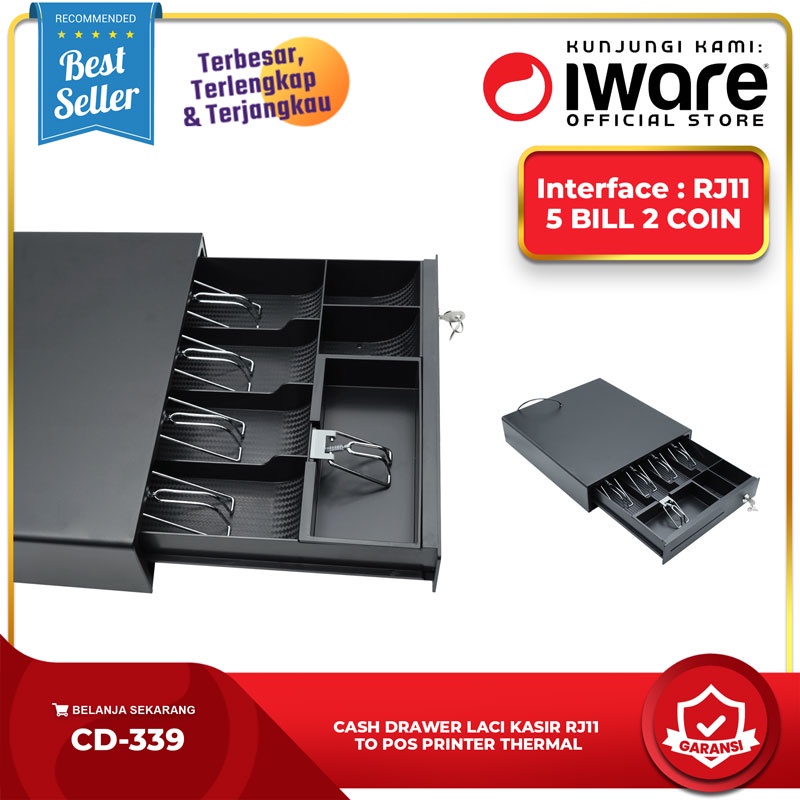 CASH DRAWER LACI KASIR MESIN KASIR 5 BILL 2 COIN RJ11 IWARE CD-339