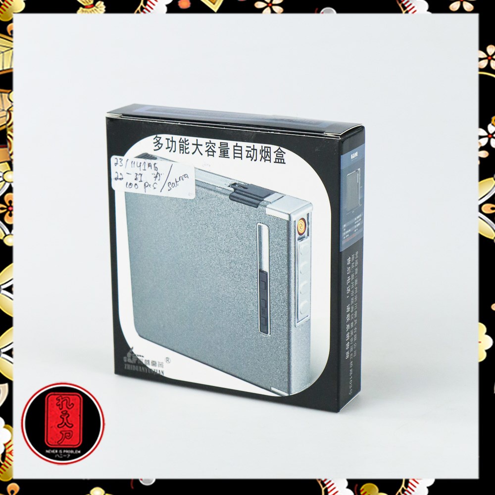 Firetric Kotak Rokok Aluminium 20 Slot dengan Korek Elektrik - MK073 - Black/Gray