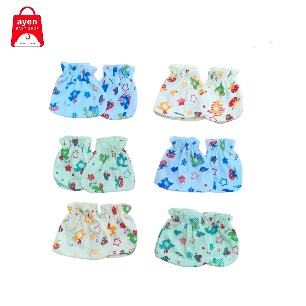 6 Pasang Full Baby Sarung Tangan + Sarung Kaki Bayi Newborn Baby Baru Lahir Bahan Katun