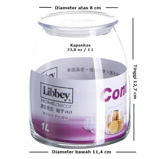 Libbey jar glass / toples kue kaca 1000ml # 503
