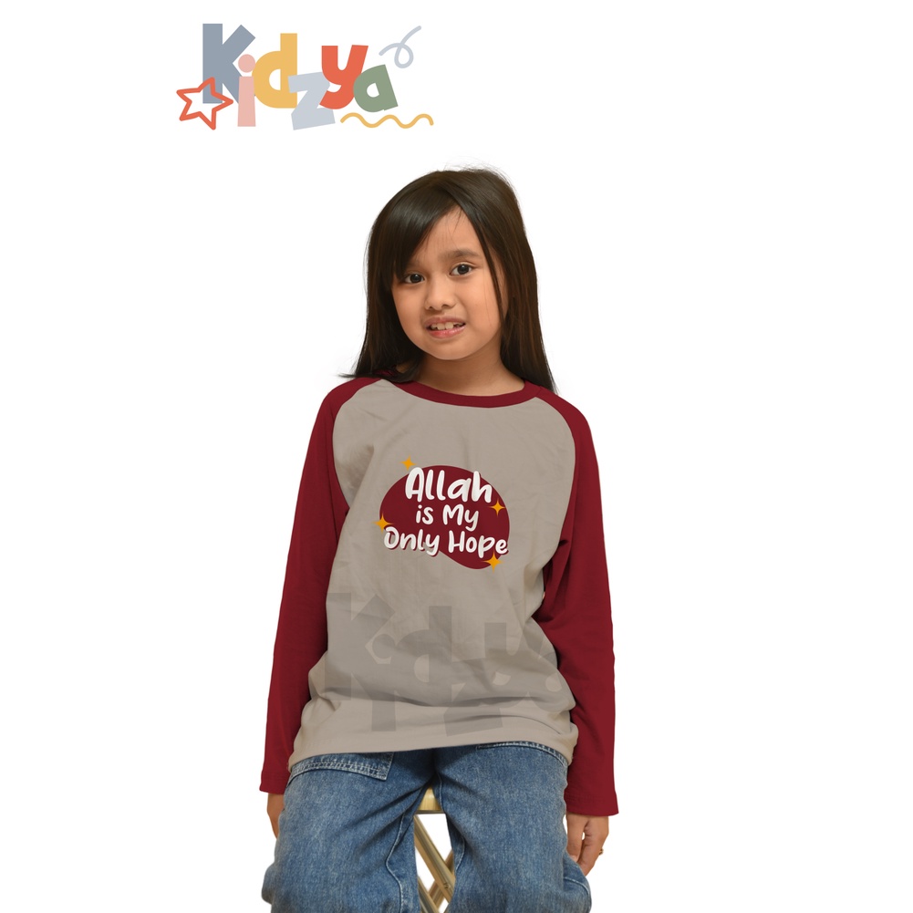 Baju Kaos Raglan Anak Muslim Panjang UNISEX - Allah is My Only Hope - KIDZYA