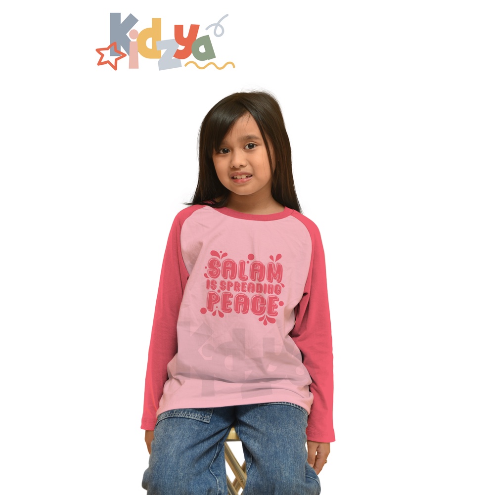 Baju Kaos Raglan Anak Muslim Panjang UNISEX - Salam is Spreading Peace - KIDZYA