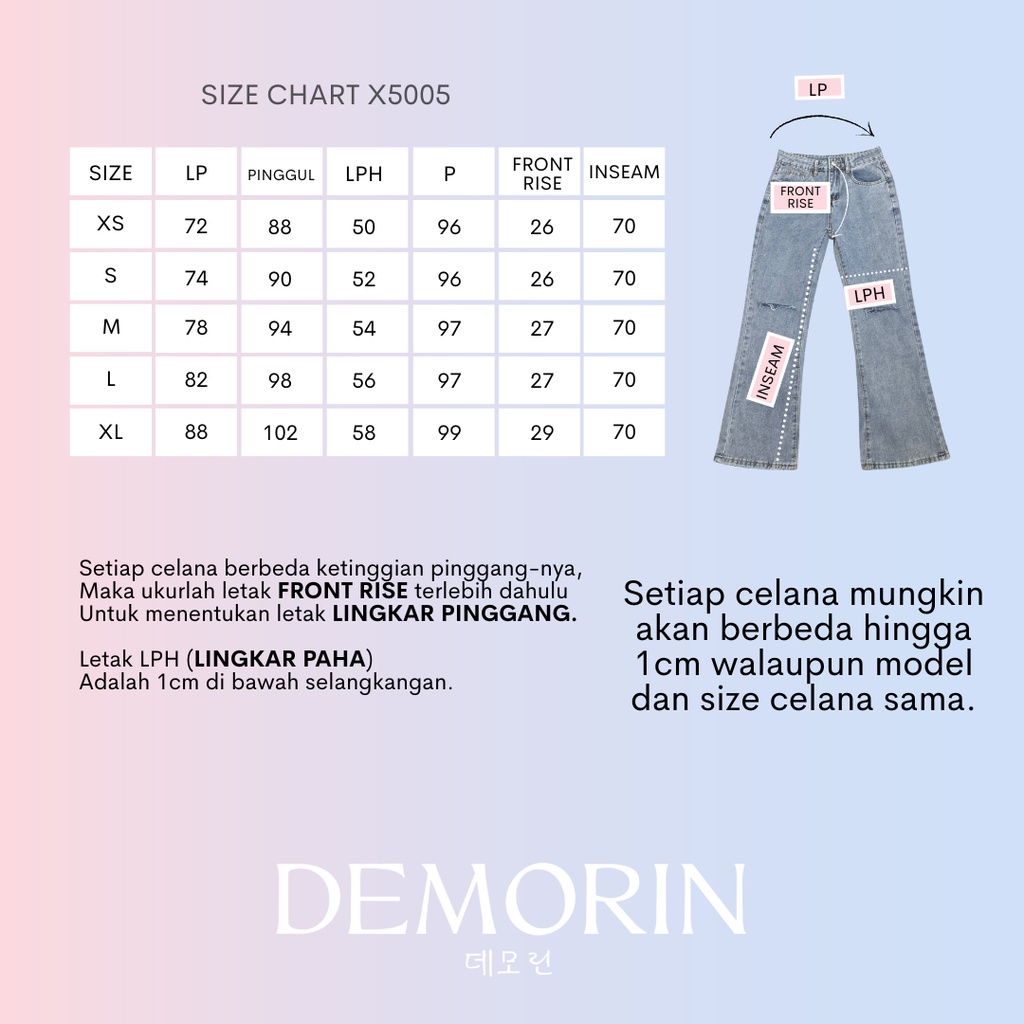 DEMORIN - Celana Jeans Wanita Ripped Jeans Model Flare Highwaist Kekinian - X5005 JUDY