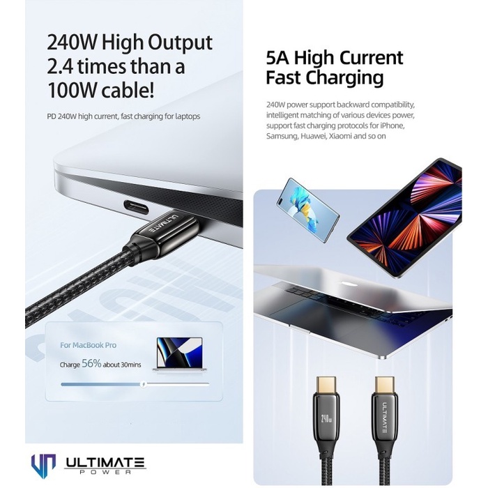 Data Cable Mac   book PD 240W Type-C to Type C USB-C Super Fast Ultimate