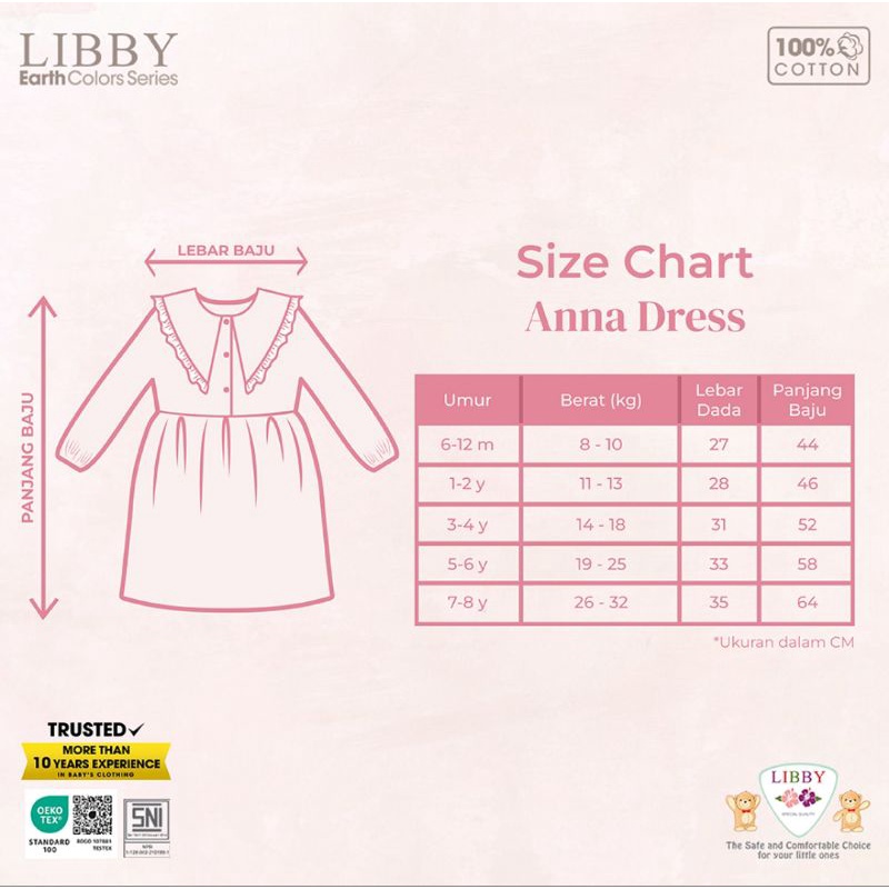 Libby ANNA DRESS / Dress anak Libby lengan panjang
