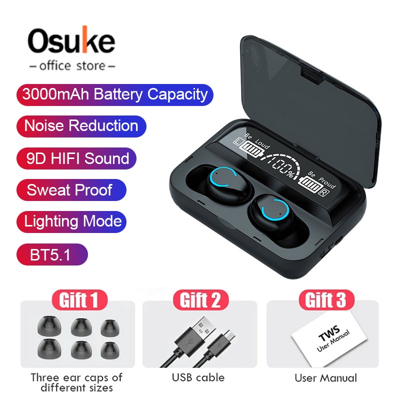 F9-47 9D TWS Wireless Bluetooth Headset Full Bass Earbuds 9D HIFI Stereo Sound With Mic  BT 5.1 Earphones Digital Display