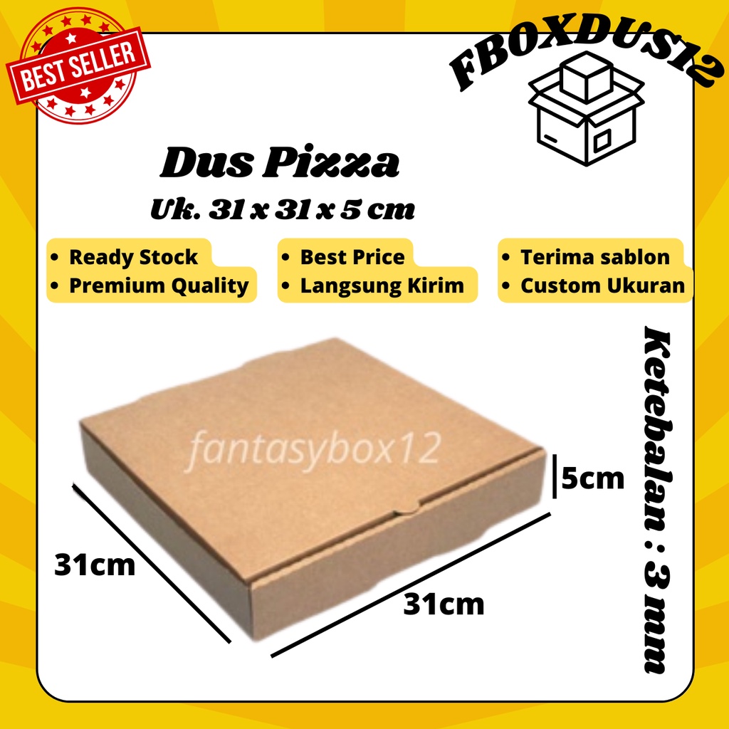 

Kardus Pizza/Dus/Box Pizza- Jam Dinding-Pakaian-Donut 31x31x5cm BARU (MINIMAL ORDER 10 PCS)