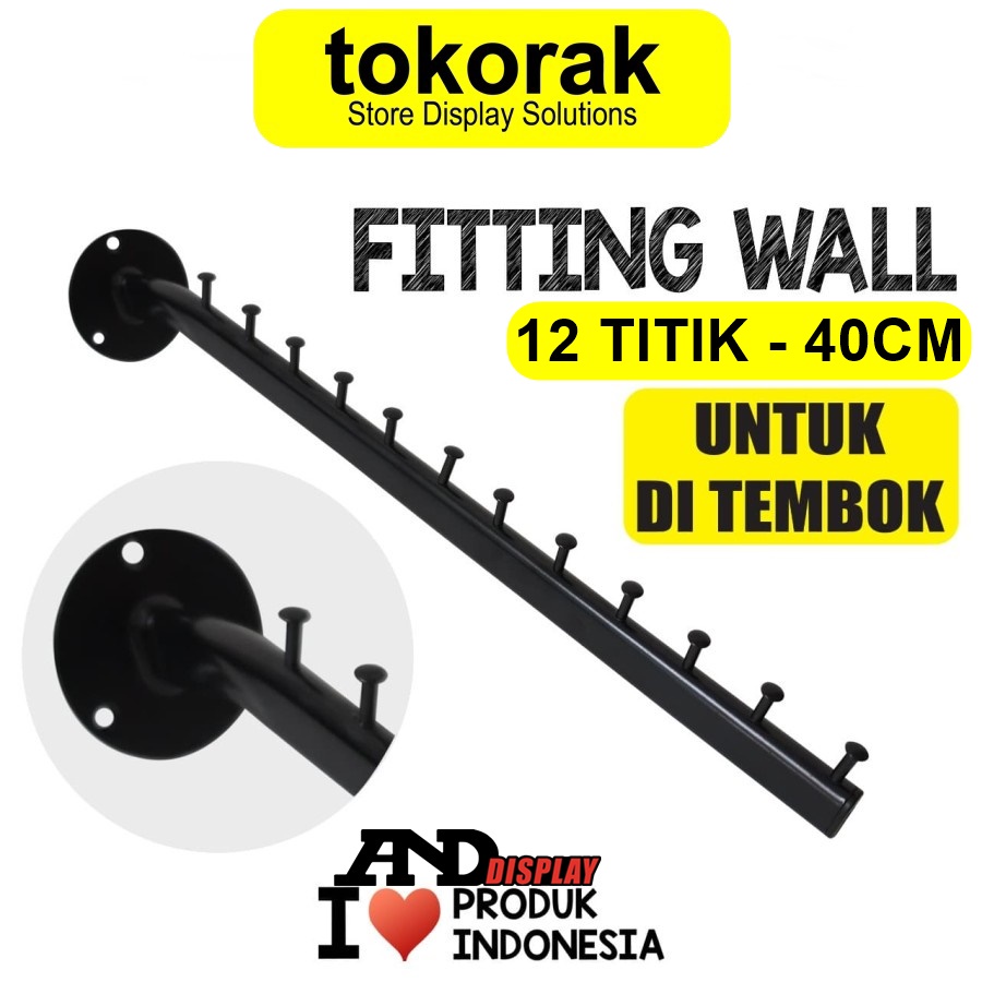 GANTUNGAN BAJU FW 40CM HITAM  SULING TEMPEL TEMBOK 12TITIK ANDDISPLAY