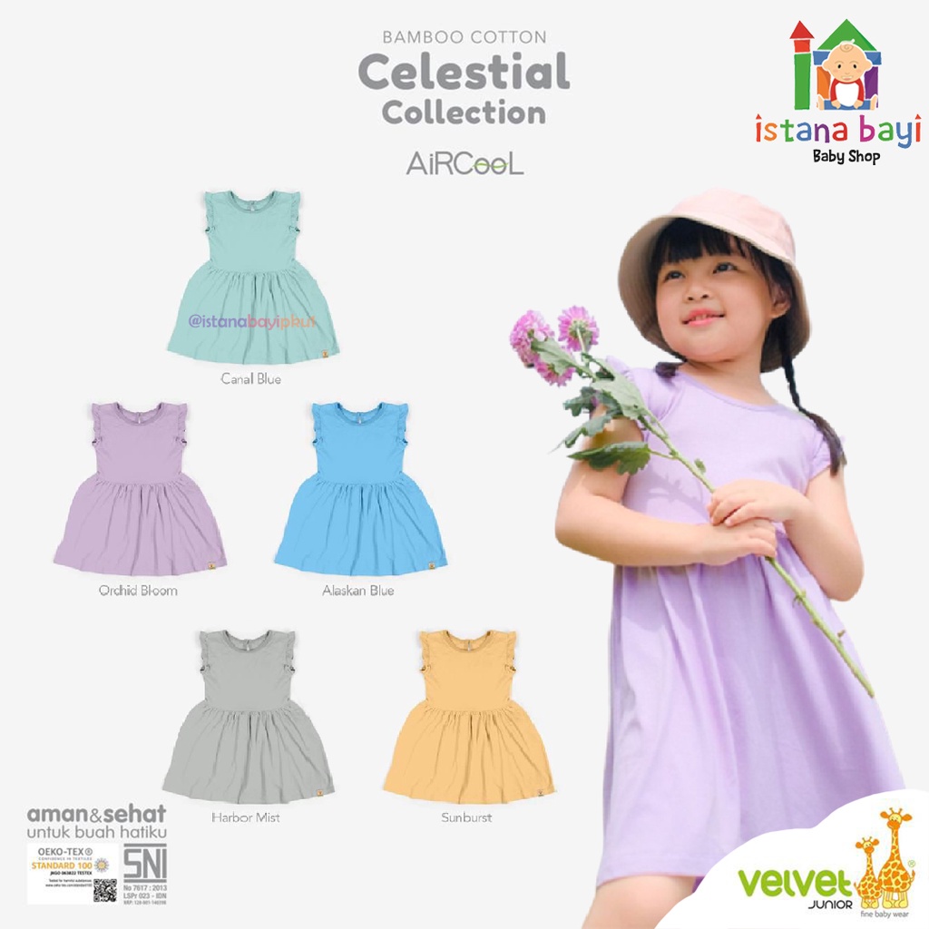 Velvet Junior Baju Anak Celestial Collection Dress Pendek - Dress Lengan Ruffle Celestial 5 Series