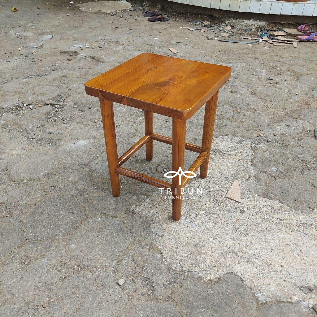 Kursi Stool Kotak Minimalis Kayu Jati Murah