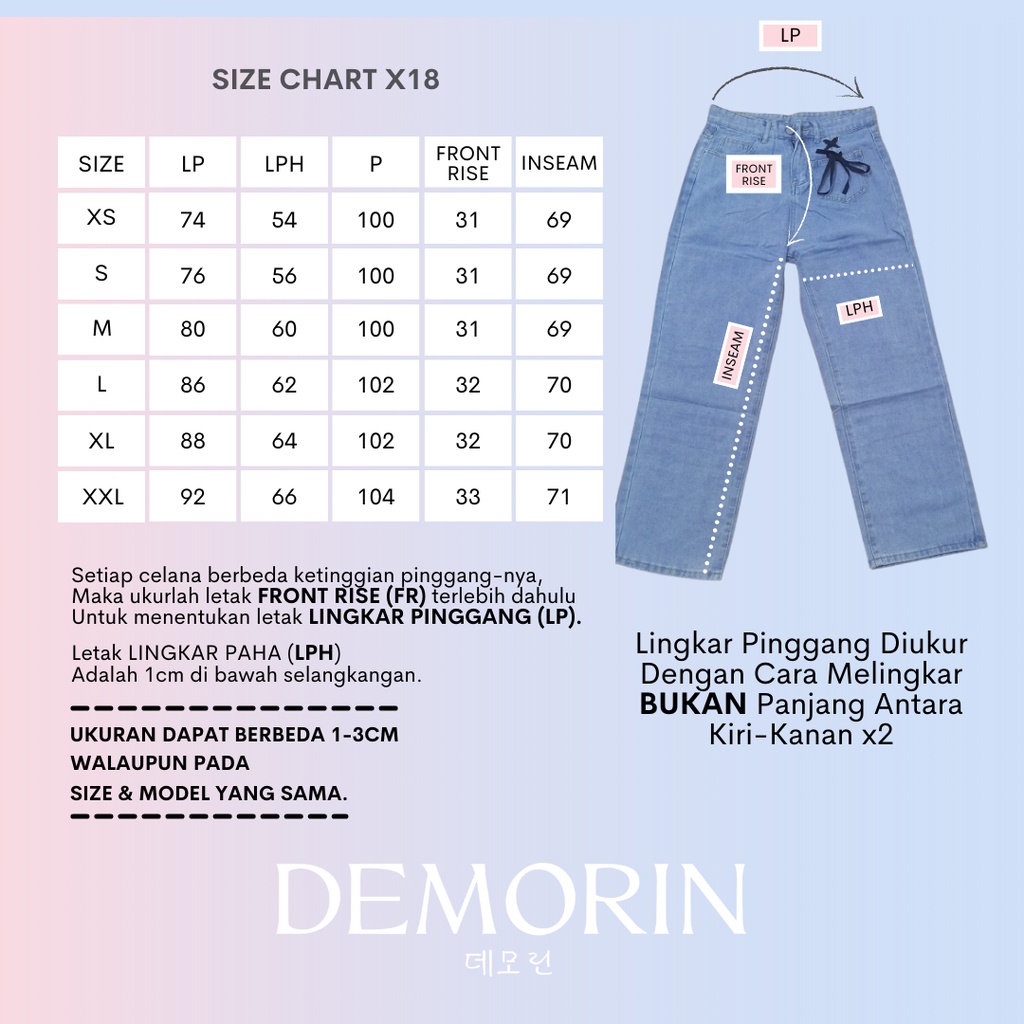 DEMORIN - Celana Jeans Wanita Straight Highwaist Fashionable X18