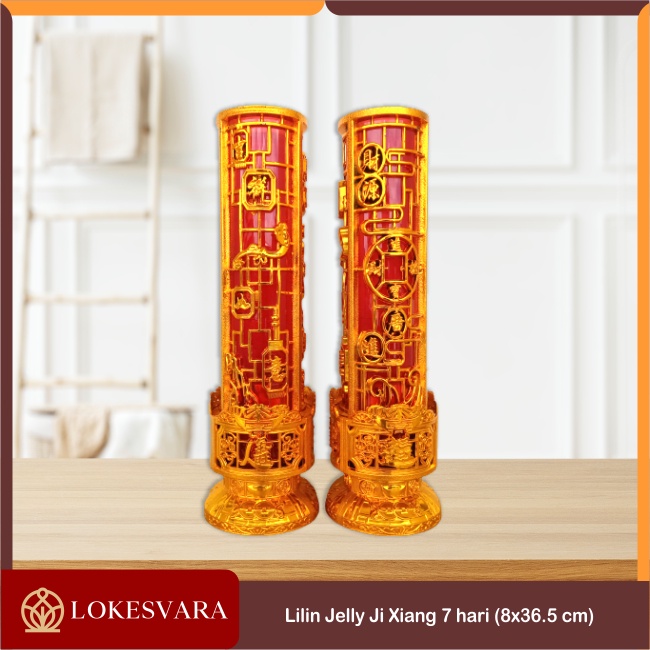 Lilin Jelly Gelas Merah Puja Sembahyang Ji Xiang 7 Hari (8x36.5cm)