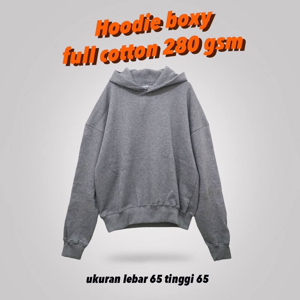 Hoodie Boxy Bahan Full Cotton Fleece Tebal