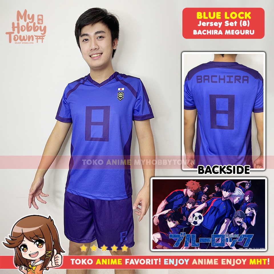 Kostum Jersey Blue Lock No. 8 Meguru Bachira Anime Cosplay