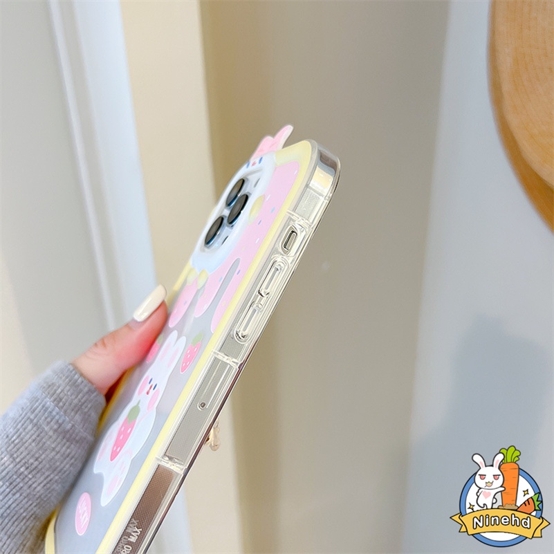Compatible for iPhone 14 13 12 11 Pro Max Se 2020 X Xr Xs Max 7 8 6 6s PlusCute Cartoon Rabbit Soft TPU Phone Case Matte Transparent Case Shockproof Anti-scratch Protection Cover