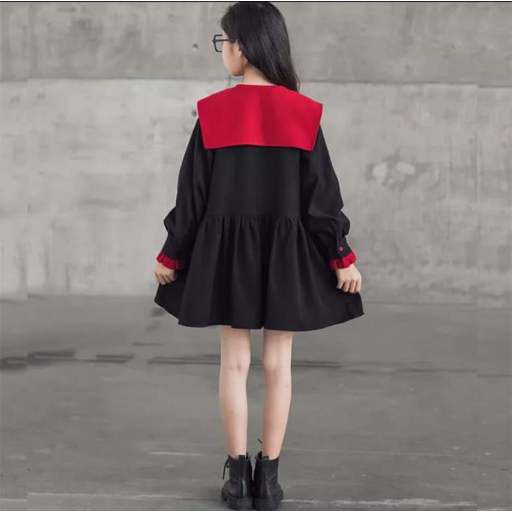 [Kids vonda RO] dress anak perempuan ardila crep merah dan hitam