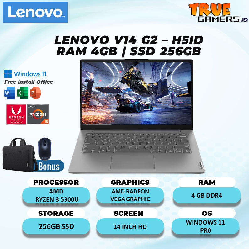 Laptop Lenovo V14 AMD Ryzen 3 5300U RAM 8GB 256SSD 14 INCH