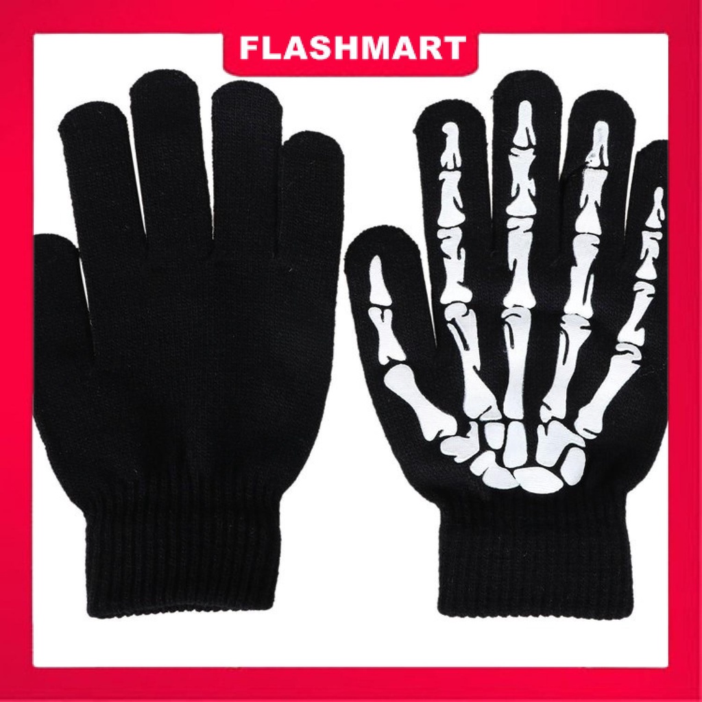 Murah Lebay Flashmart Sarung Tangan Touch Glove Skeleton Design - YN1168