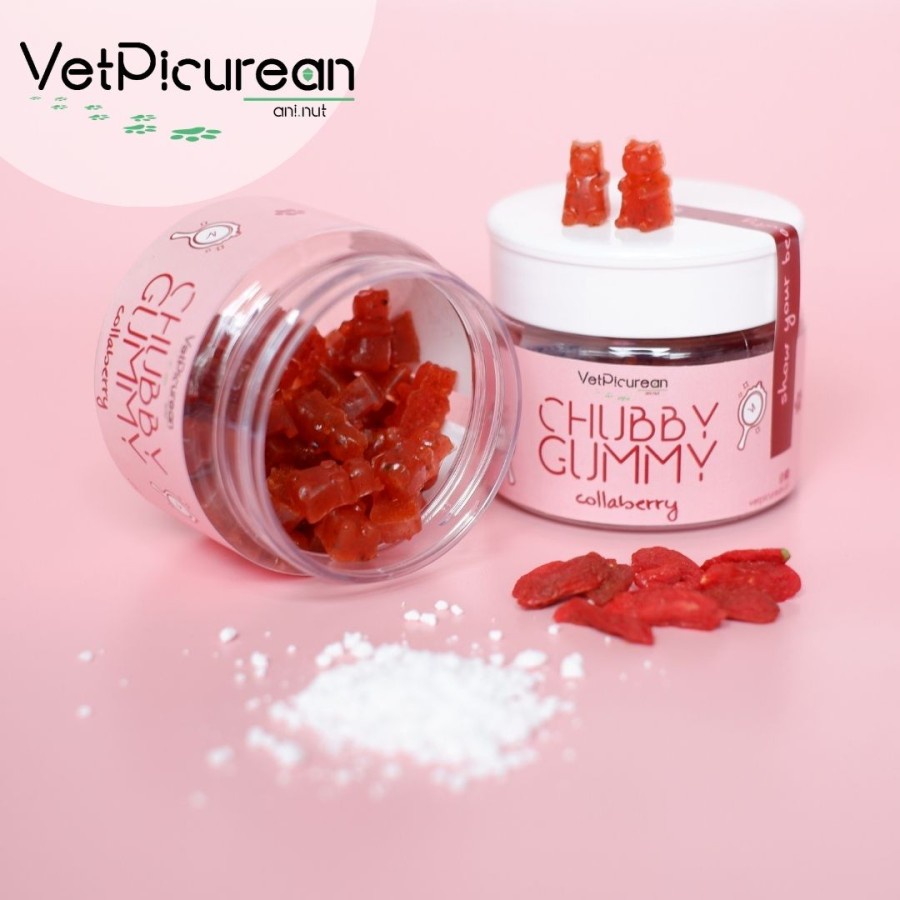 CHUBBY Gummy COLLABERRY - Vitamin Bulu Anjing Kucing (Fish Collagen / Goji Berry / VCO)