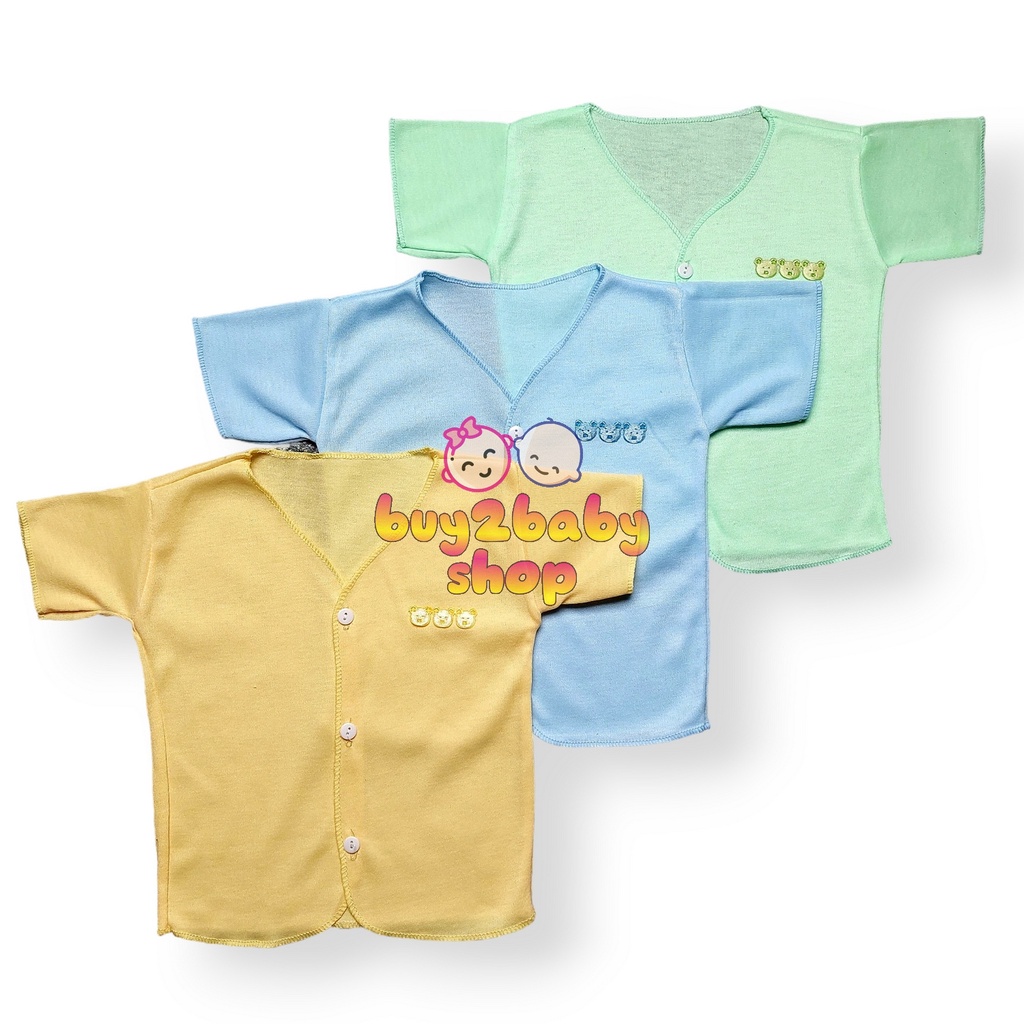 6 PCS Setengah Lusin Baju bayi piyama lengan pendek kancing depan Dolphin Tisuka usia 0-3 Bulan isi 1-6 PCS