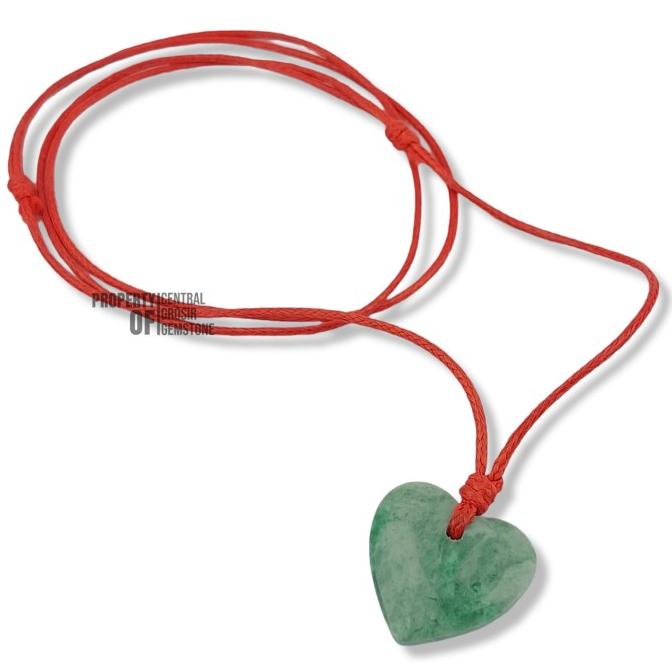 Kalung Giok Hijau Liontin Love Batu Asli Natural Jadeite Jade