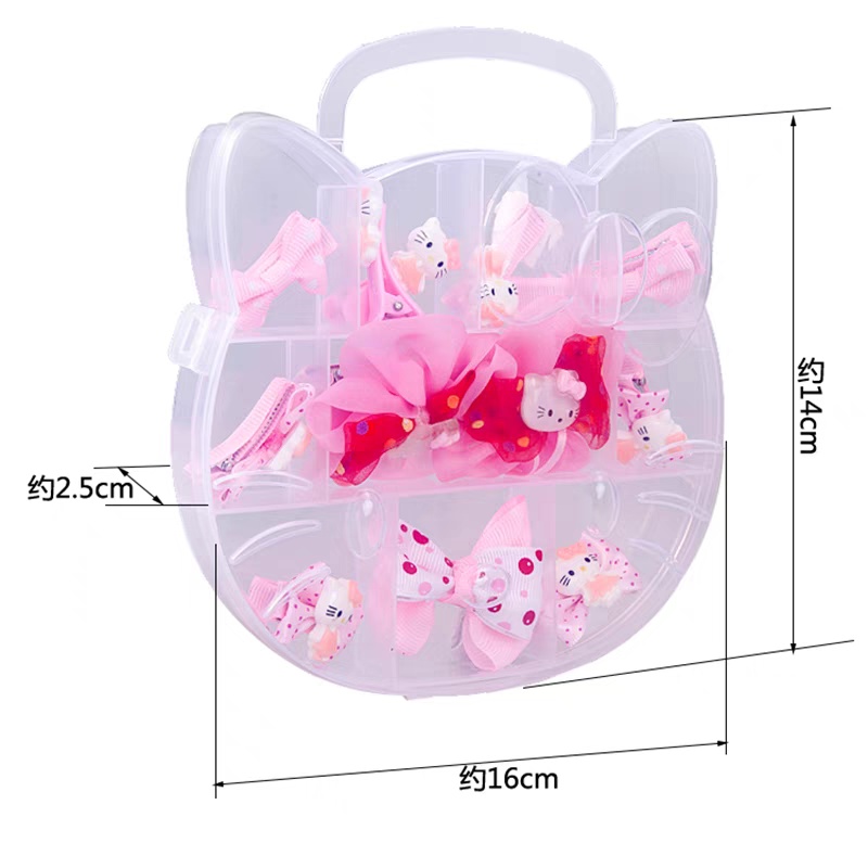 (Hello Girl) F202 1Set 10 pcs Jepitan/Ikat Rambut Anak Kotak Hello Kitty Gaya korea Import