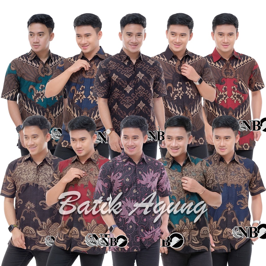 Kemeja Batik Pria Lengan Pendek Kekinian / Seragam Baju Batik Kerja Kondangan Kuliah Pria Modern