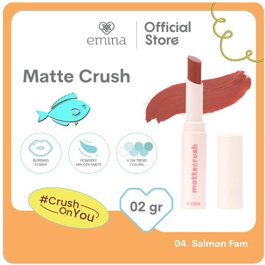 NEW! Emina Mattecrush 2 gr - Lipstick Ringan, Powdery Smooth Matte Finish, Blurring Power