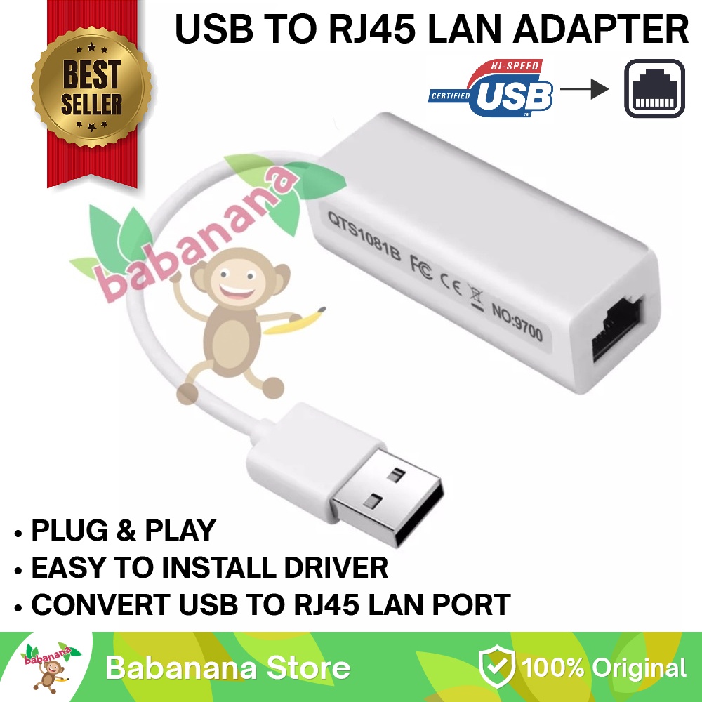 USB to LAN RJ45 Konektor Network Konverter External Internet Laptop