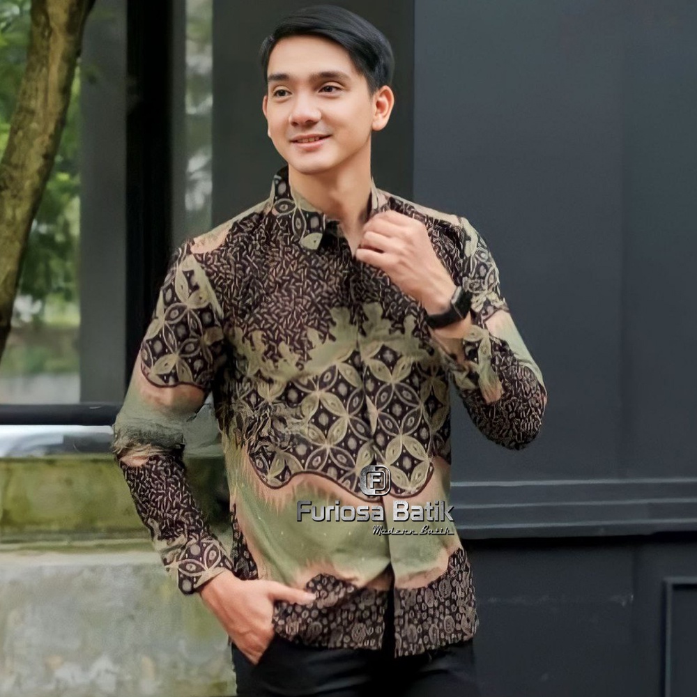 Furiosa Batik Batik Pria Motif Pulau Sage Kemeja Batik Pria Lengan Panjang Size M L XL XXL