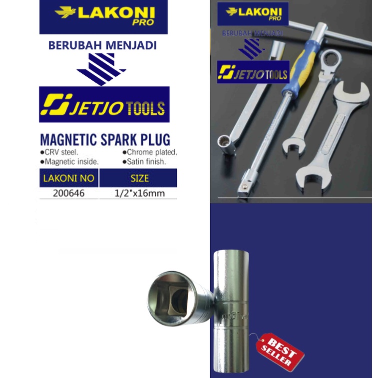 LAKONI PRO 200646 KUNCI BUSI MAGNET MAGNETIC SPARK PLUG 1/2&quot; X 16 MM