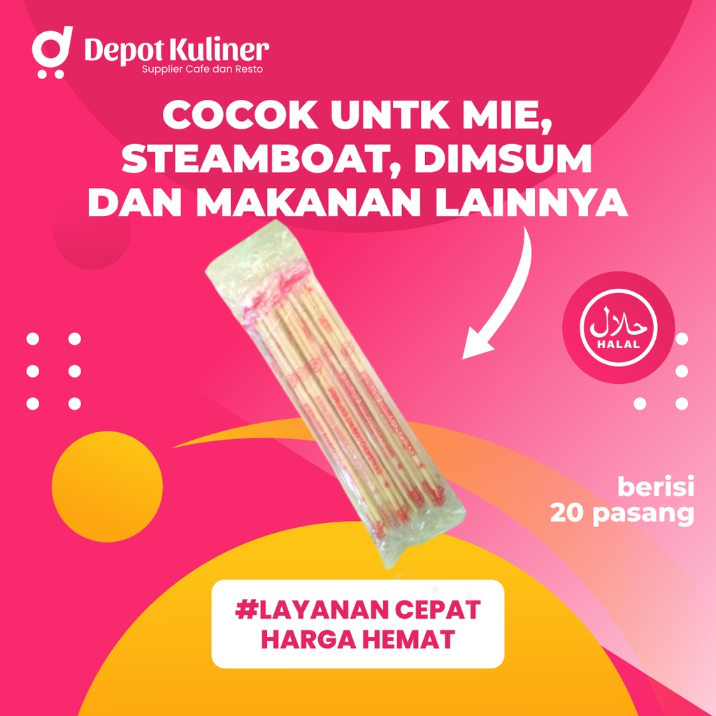 5 Bungkus Sumpit Bambu Murah Sekali Pakai isi 100 Pasang - Merk Random Depot Kuliner