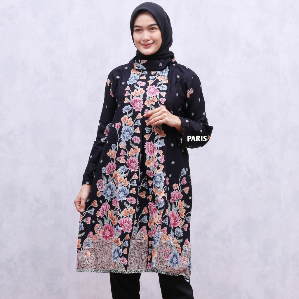 Baju Batik Wanita Jumbo Kekinian Lengan Panjang Tunik Batik Terbaru Katun Primis Unggul Jaya