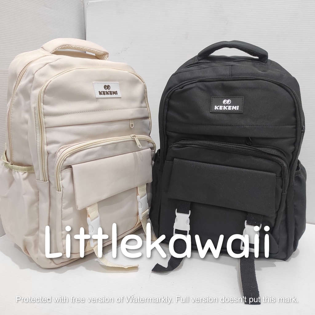 LK/Tas Ransel Laptop Backpack Sekolah Fashion Korean Style Remaja Dewasa Kantong Gesper Kekemi Import