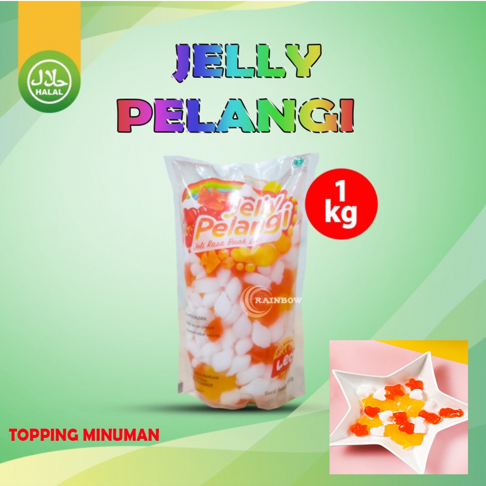 

Rainbow Jelly Pelangi 1 KG / Jelli Rasa Buah Leci Topping Minuman Campuran Minuman Jelly 1 Kg Rasa Leci Toping Salad Es jely Rasa Buah Topping Minuman Menu Takjil Pudding Puding Cendol Candil Cendil Agar Ager Nata De Coco