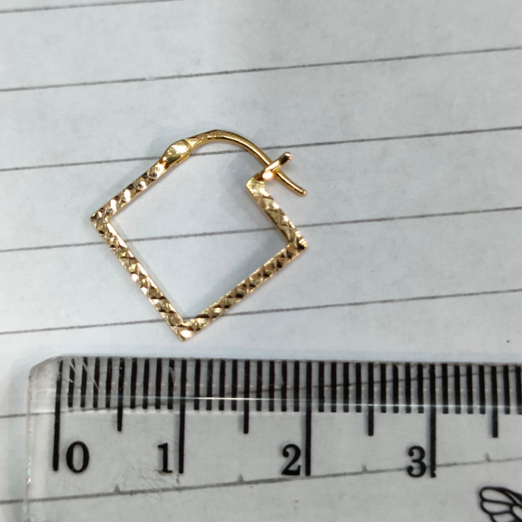 Anting Jipsi emas 17K kadar 750 - model jepsi kotak slep berat 1 gram - AJS100000010