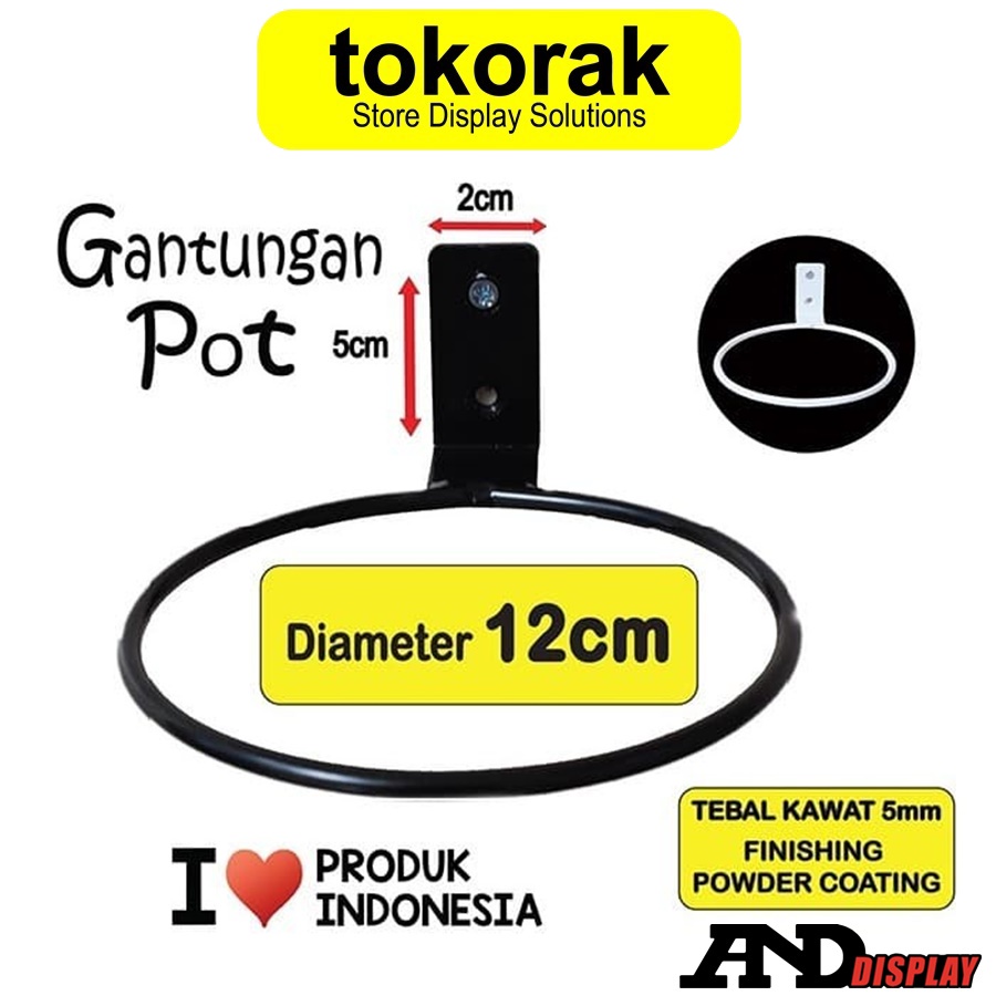 GANTUNGAN POT D.12 CM DINDING RING POT BUNGA HIASAN ANDDISPLAY