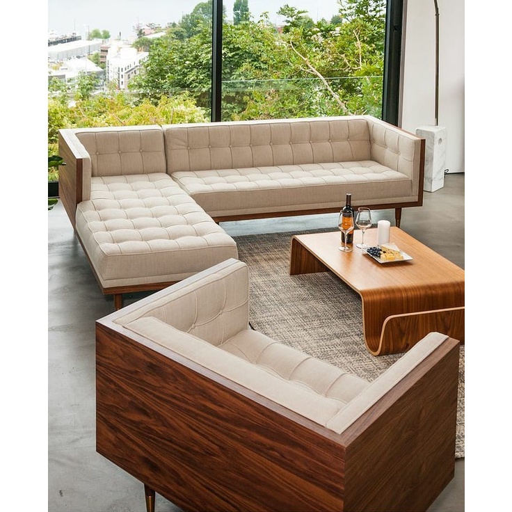 Set Sofa Sudut Model Minimalis Kayu Jati Full Busa Desain Mewah Dan Elegan | Kursi Tamu Terbaru Kayu