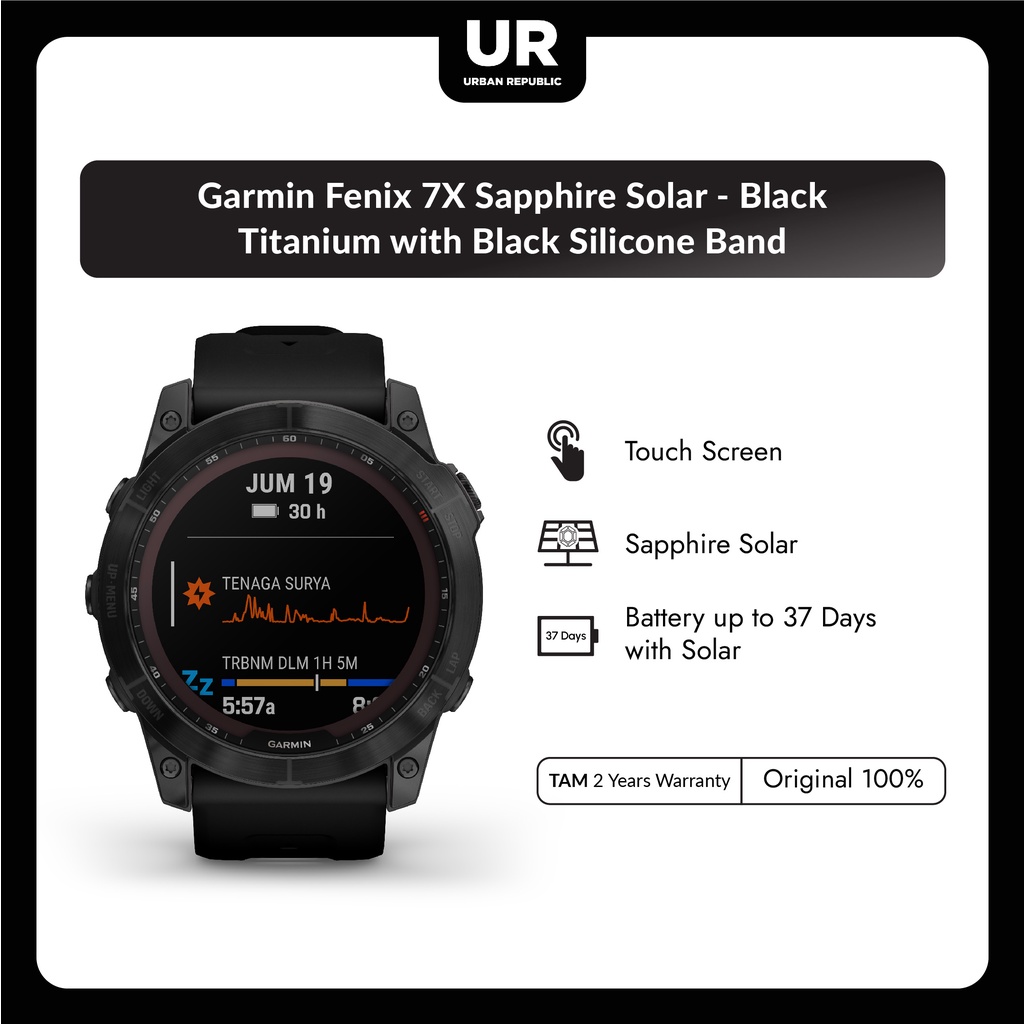 Garmin Fenix 7X Sapphire Solar - Black Titanium