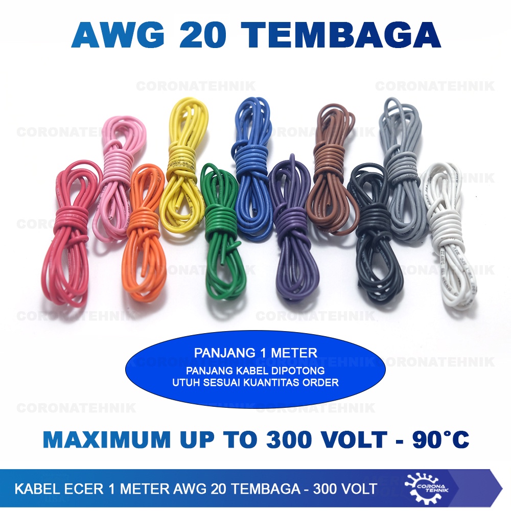 Serabut Putih @ 1 Meter Kabel Ecer AWG 20