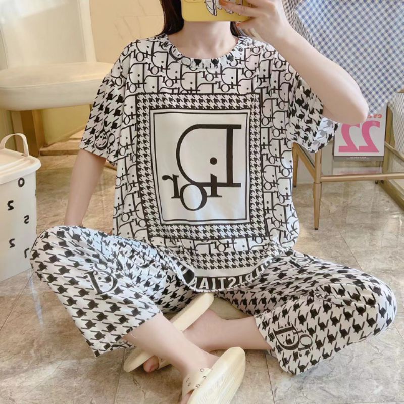 RULIF SET PIYAMA LENGAN PENDEK / SET BAJU TIDUR OVERSIZE / BAJU TIDUR CP WANITA / PIYAMA OVERSIZE IMPORT